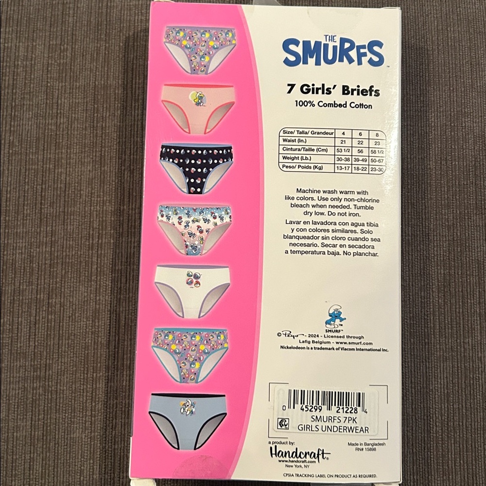 The Smurfs Cotton Briefs 7pack Girls size 6 NWT - Picture 3 of 4